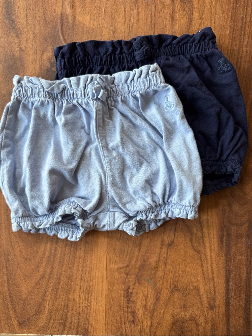 GAP Baby Soft Elastic Waist Baby Bloomer Shorts - Light Blue & Navy 6-12M